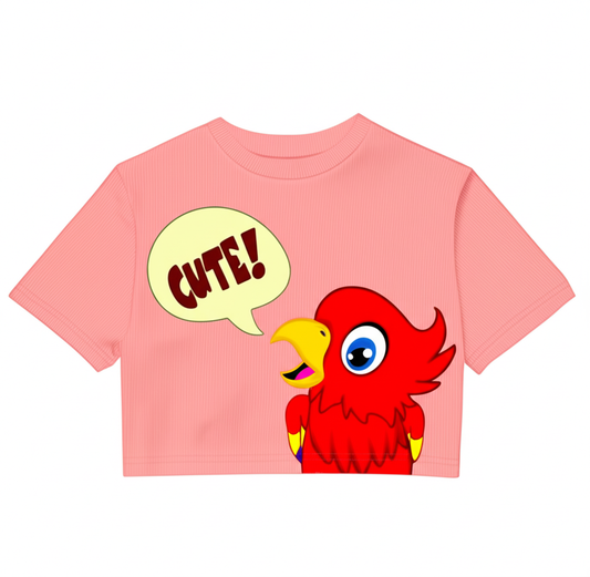 Half-Sleeve Short Length, Curved Neck Crop Top Baggy T-Shirt