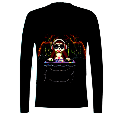 Long-Sleeve, Round-Neck Slim T-Shirt With Trending Graphic