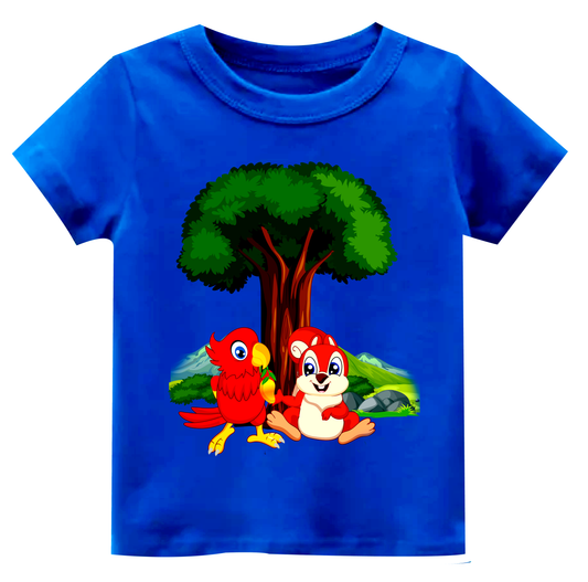 Half-Sleeve Short Length Curved Neck With Cute Animals