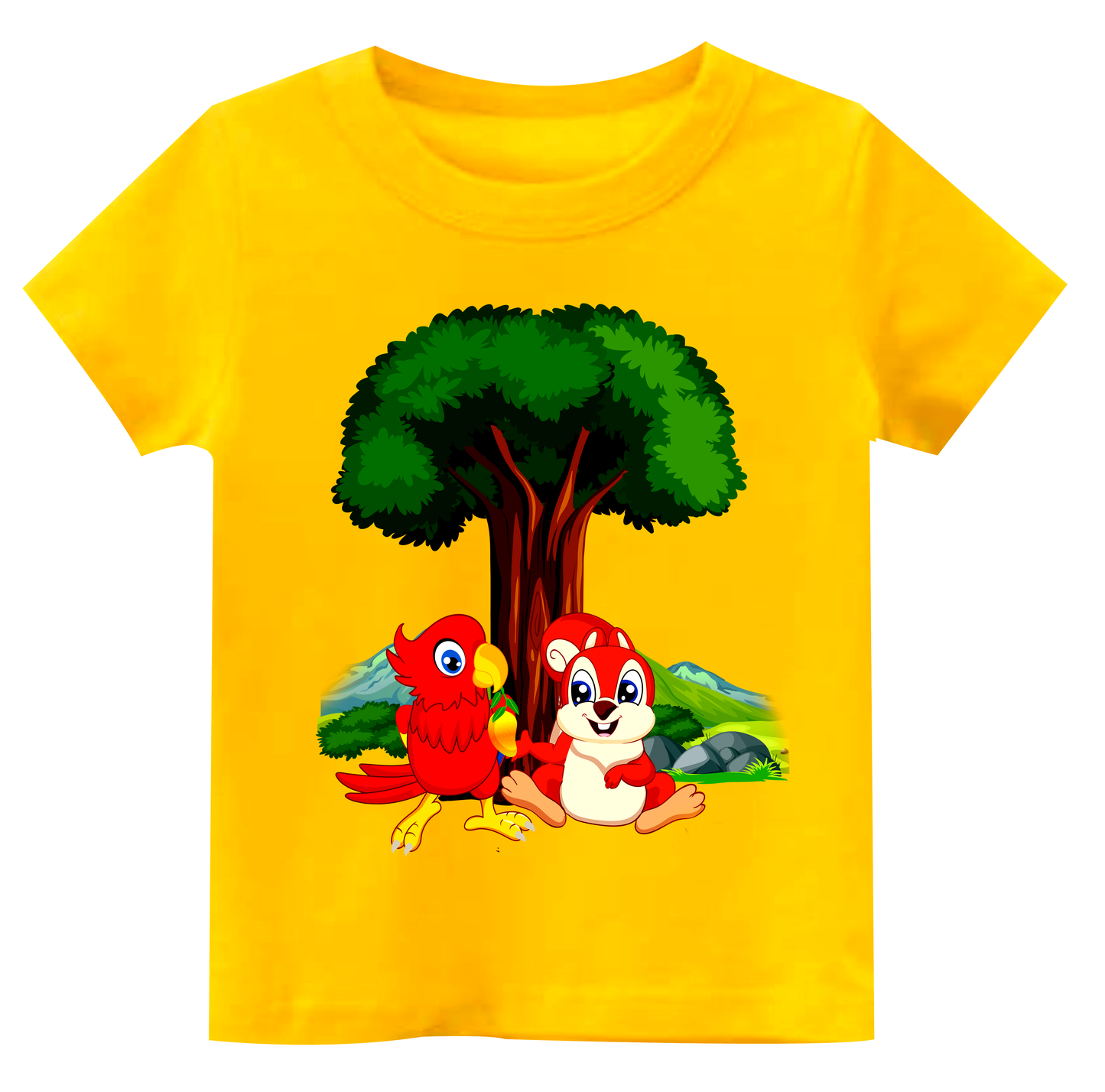 Half-Sleeve Short Length Curved Neck With Cute Animals