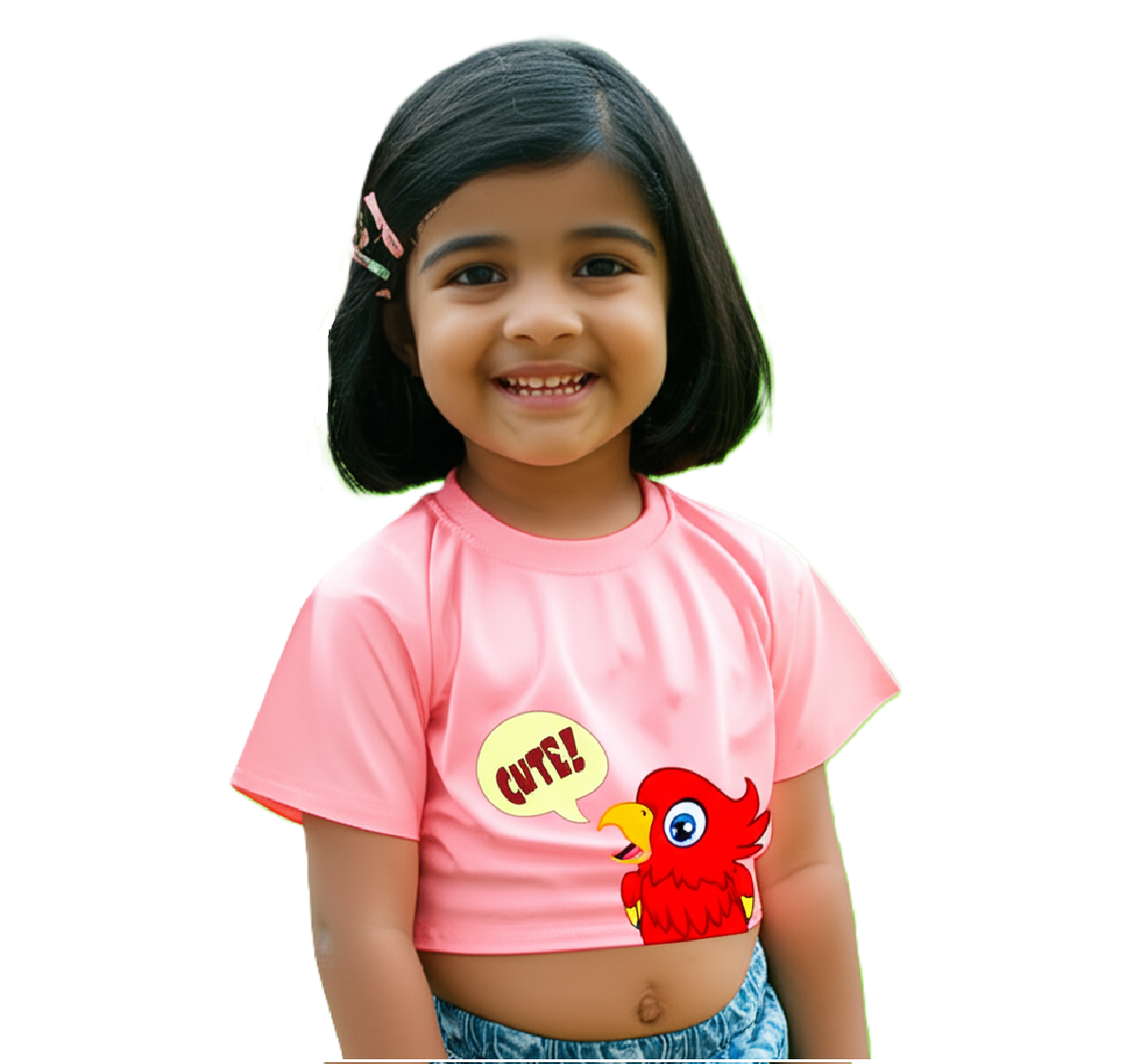 Half-Sleeve Short Length, Curved Neck Crop Top Baggy T-Shirt