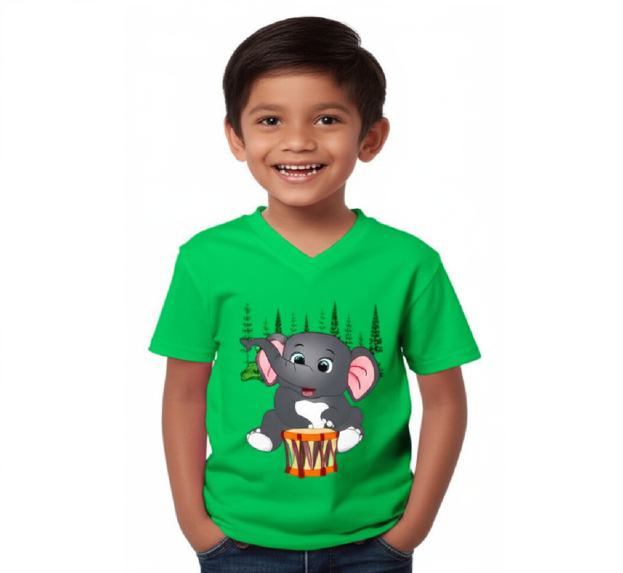 Short-Sleeve Slim Fit Long Length, V Neck Casual T-Shirt