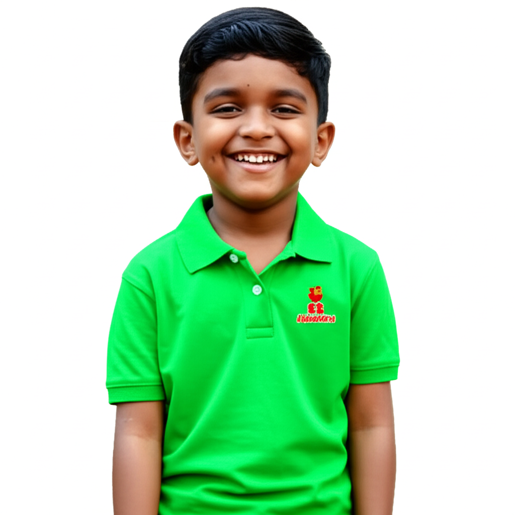 Half-Sleeve Short Length, Collar Neck Plane T-Shirt With Bright Color