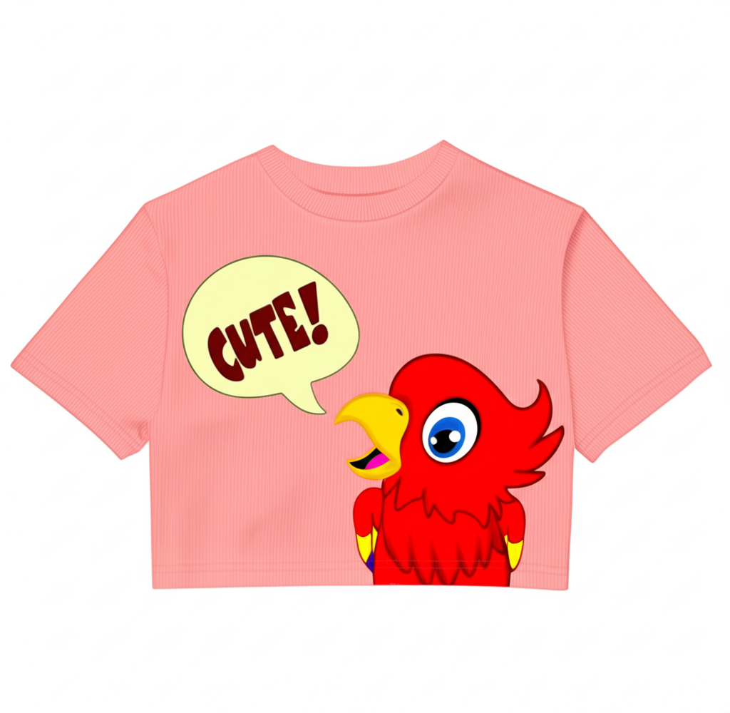 Half-Sleeve Short Length, Curved Neck Crop Top Baggy T-Shirt