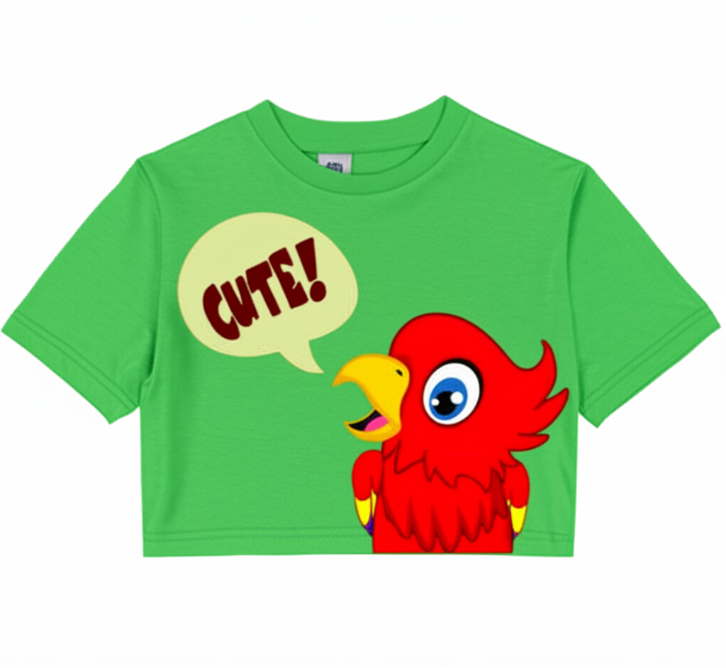 Half-Sleeve Short Length, Curved Neck Crop Top Baggy T-Shirt