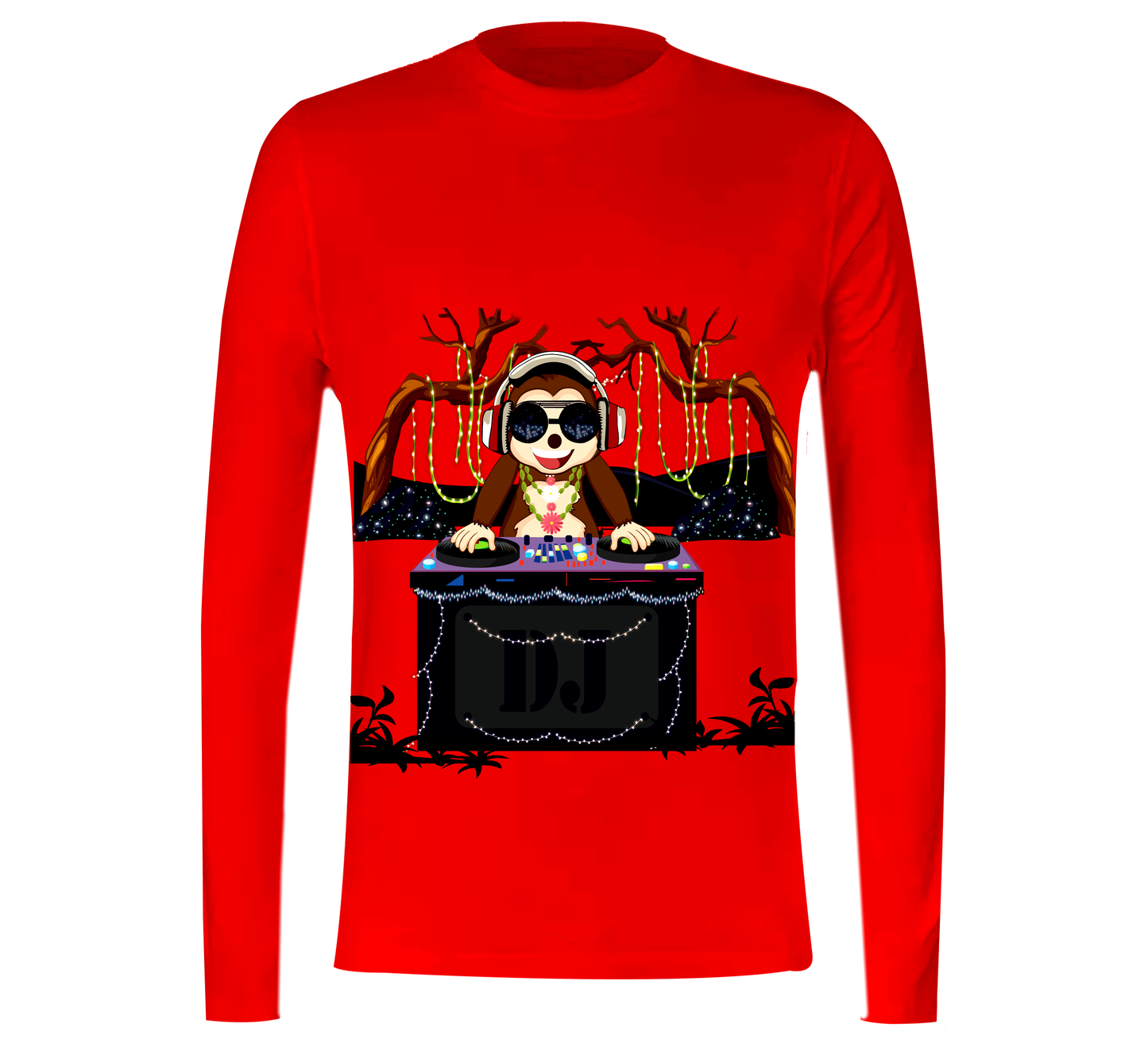 Long-Sleeve, Round-Neck Slim T-Shirt With Trending Graphic