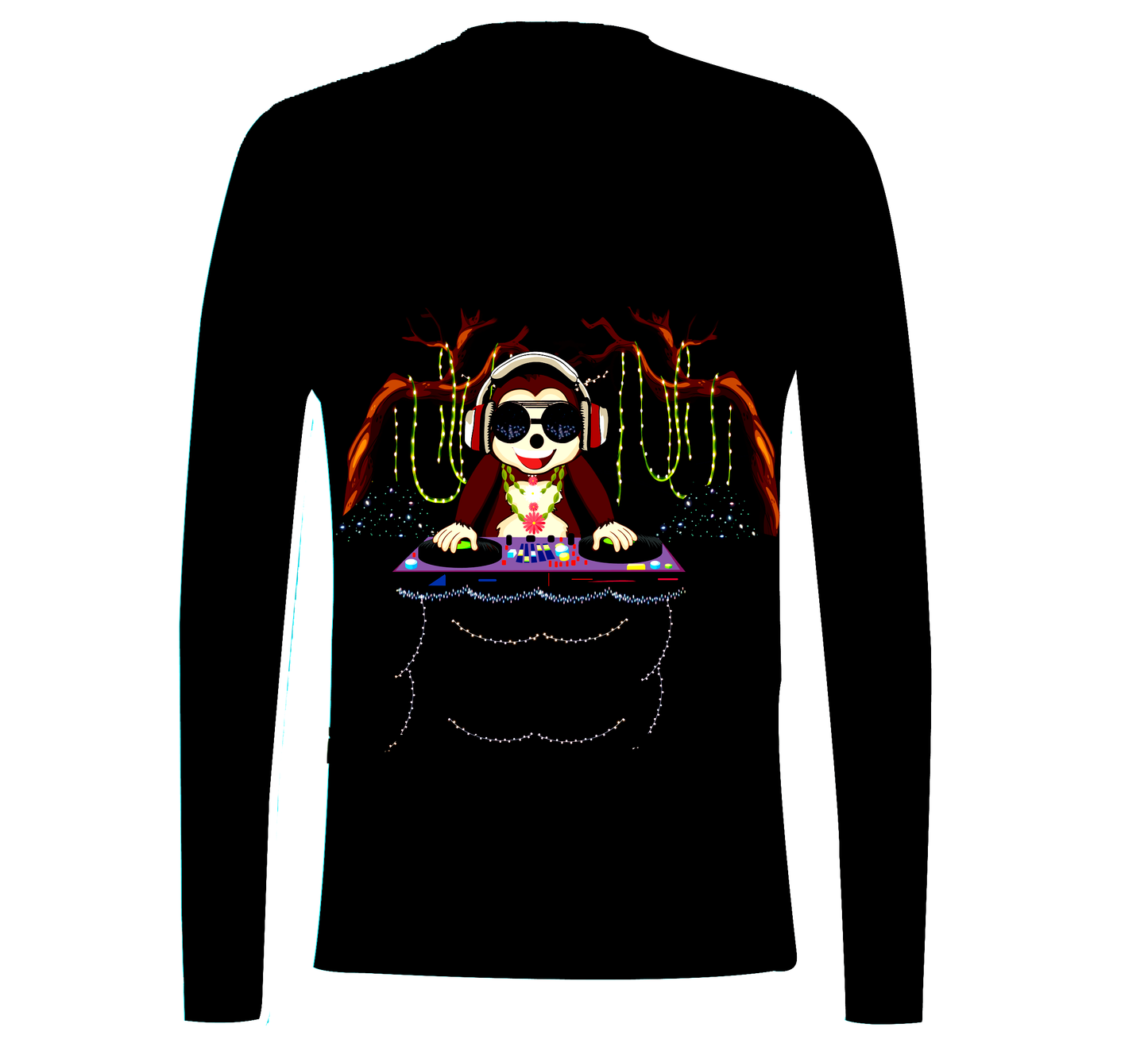 Long-Sleeve, Round-Neck Slim T-Shirt With Trending Graphic