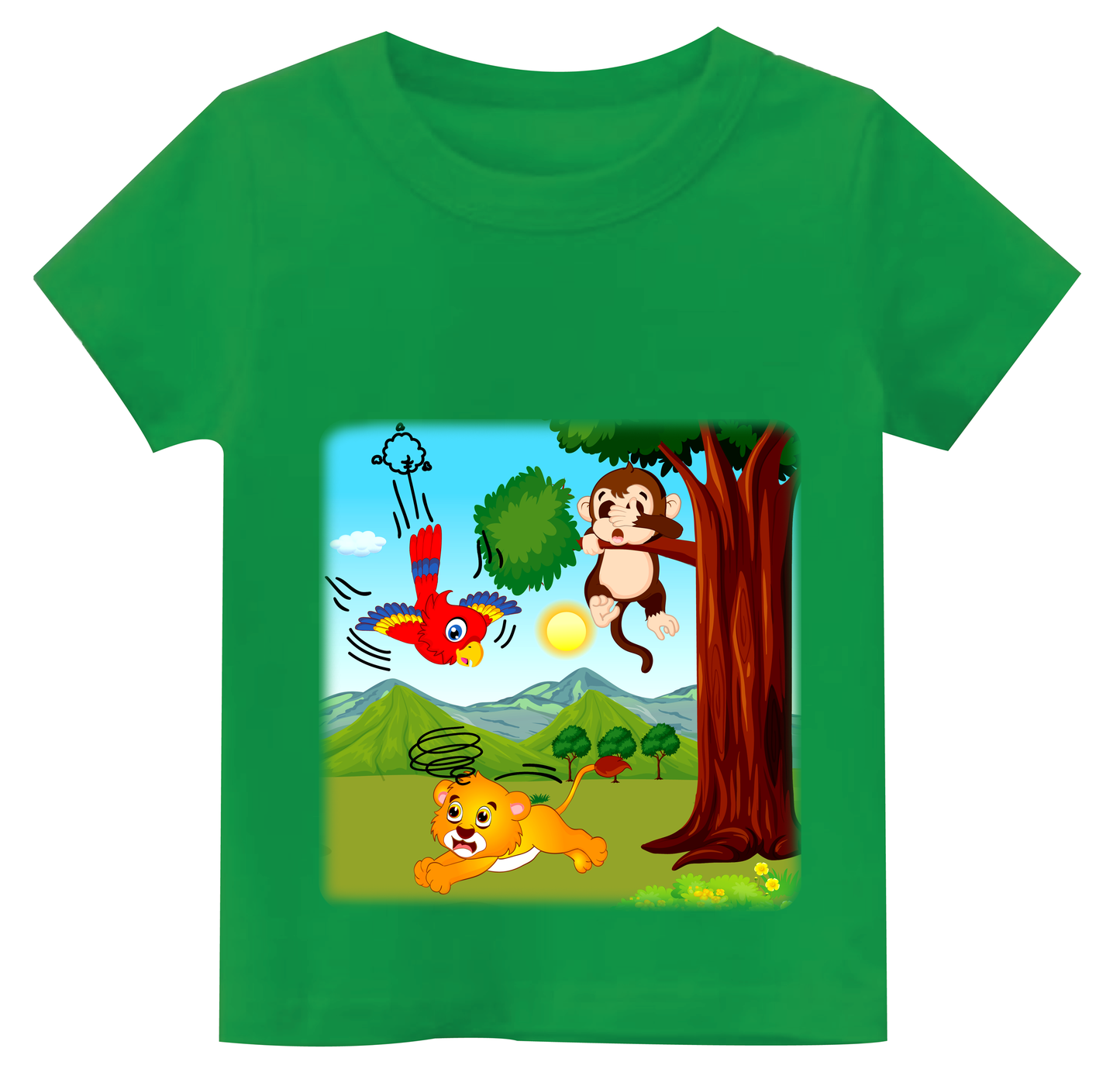 Half-Sleeve Short Length Curved Neck Bitful Image T-Shirt