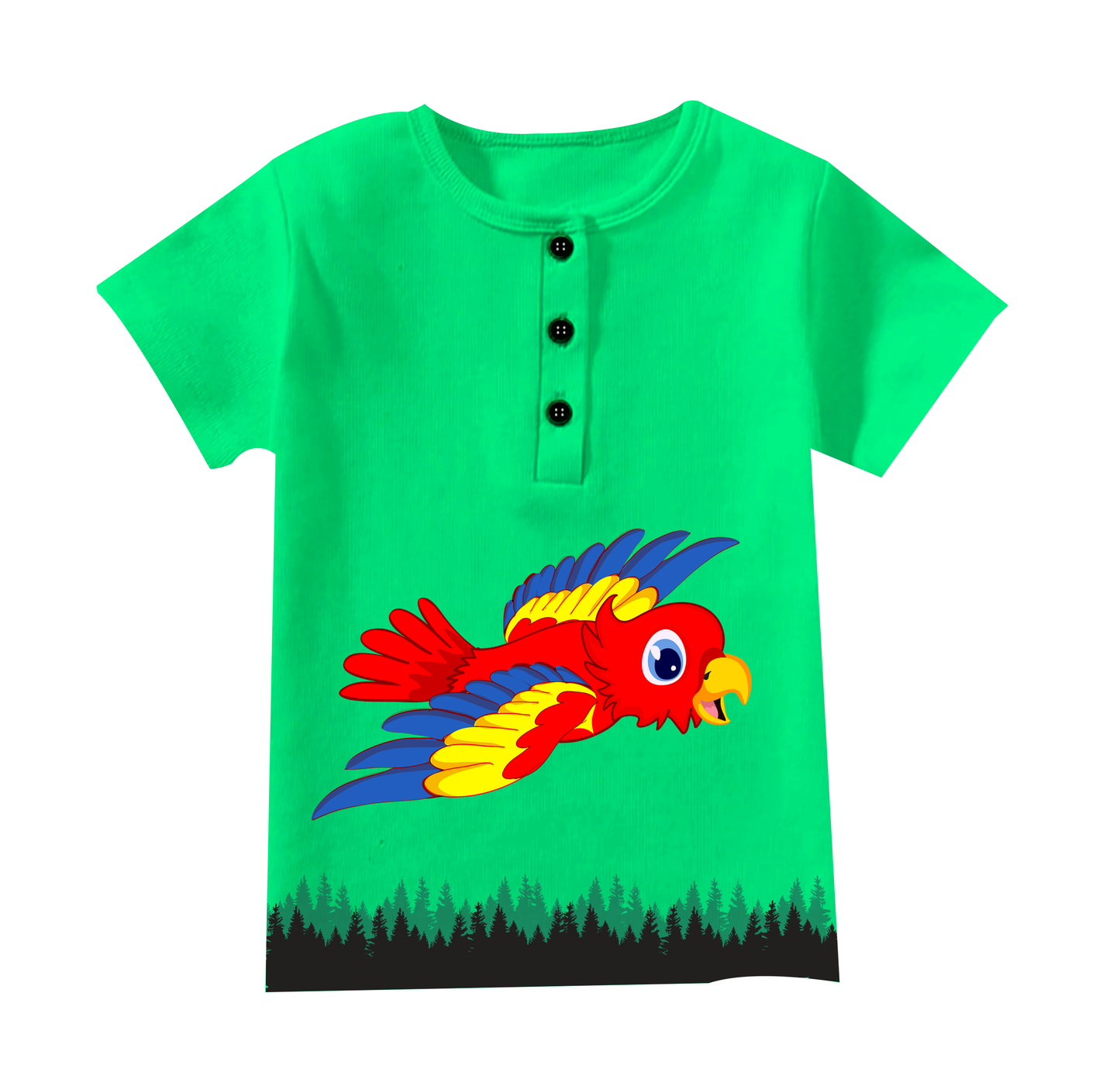 Half-Sleeve Short Length, Henley Curved Neck T-Shirt With Buttons