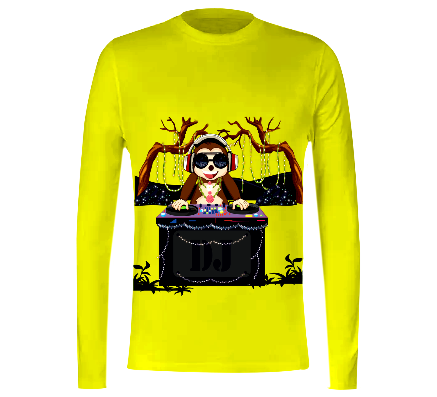 Long-Sleeve, Round-Neck Slim T-Shirt With Trending Graphic